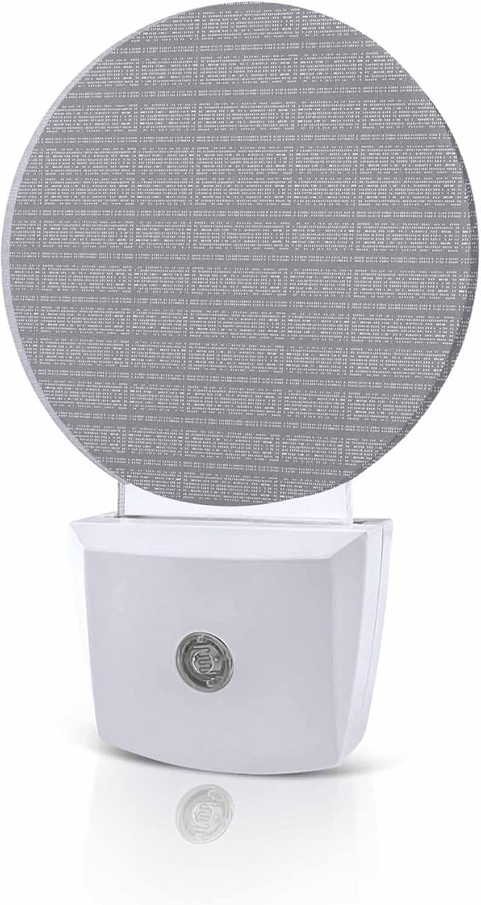 Night Lights Auto Sensor Stripes Grain Night Light Grey Solid Color Round Lamp by Home+L6