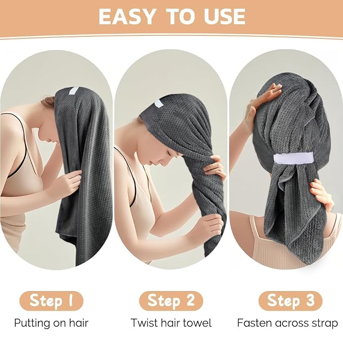 SUNLAND Microfiber Hair Towels Anti Frizz Hair Drying Towel Super Absorbent - Image 5
