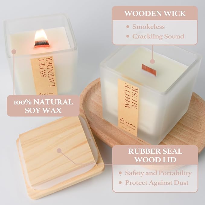 Scented Candle, 7.04 oz White Musk Aromatherapy Candle, Natural Soy Wax - Image 4