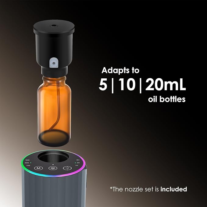 Waterless Essential Oil Diffuser, 7 Colors LED Light, Battery Powered Mini - Image 2