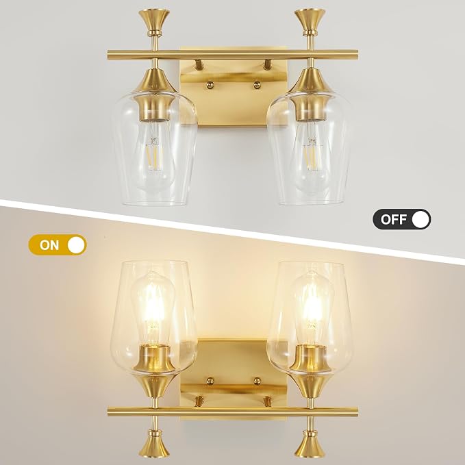 Bathroom Light Fixtures, Brushed Gold Vanity Lights - Image 2