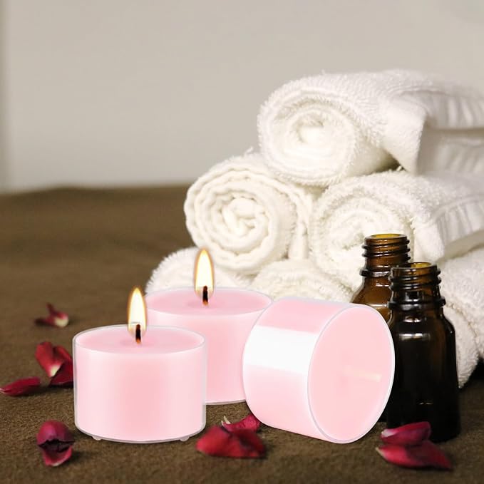 Rose Scented Candle Tealight Candles in Clear Cup, 8 Hours Consistent Smkless - Image 5