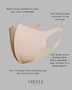 Virtue Code Second Skin Cloth Face Mask Pack. 4 Buttery Soft Masks Washable - Image 3