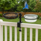 Deck Bird Feeder and Bath with Metal Mesh Tray and Water Bowl – Deck Railing - Image 3