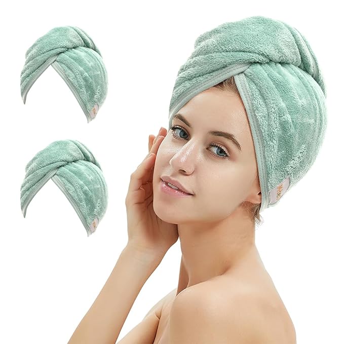 M-bestl 2 Pack Microfiber Hair Towel Wrap, Hair Drying Towel by awesomeOralcareproduct