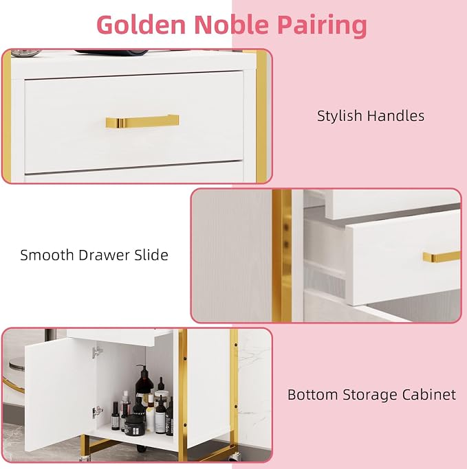4ever2buy White and Gold Salon Trolley Cart - Image 5