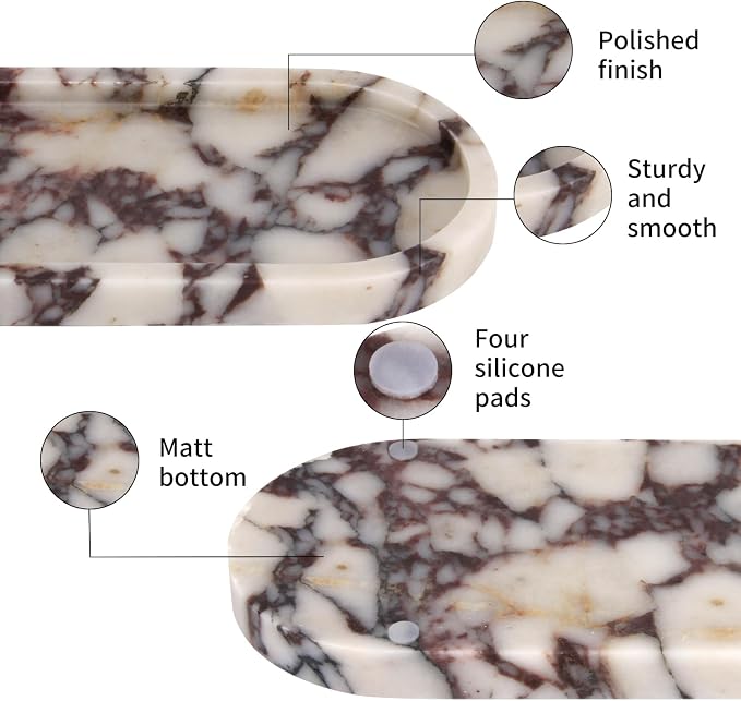 Natural Marble Tray Oval, Bathroom Vanity Tray - Image 3