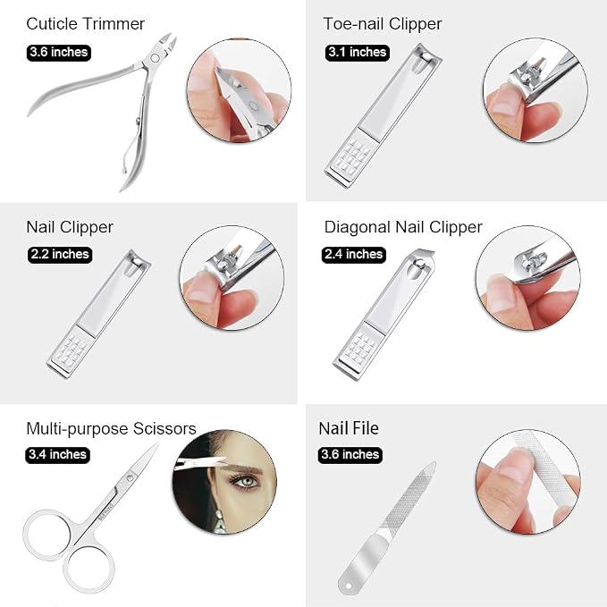 ZIZZON Nail Clippers Kit Manicure Pedicure Set - Image 5