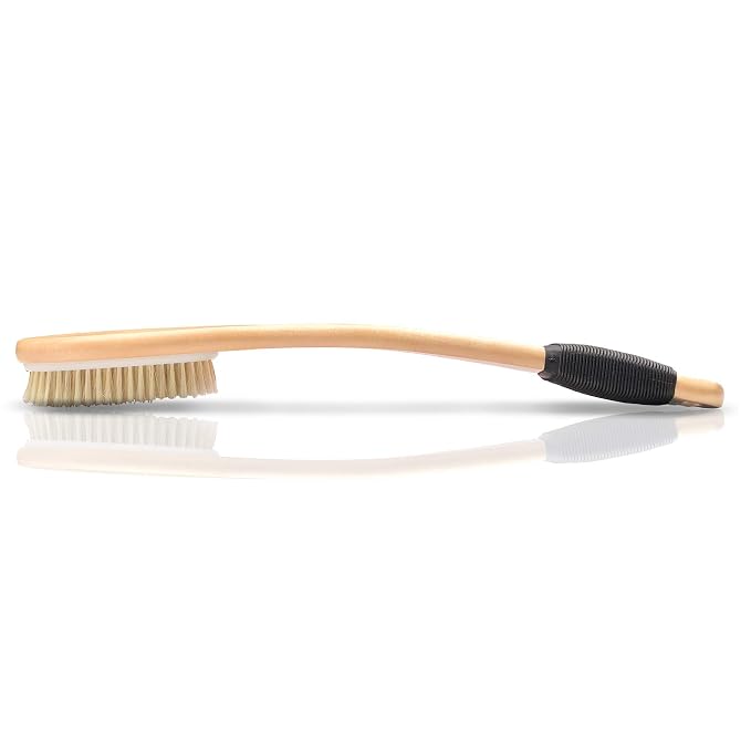 OWIIZI Bath Brush Wooden Curved Long Handle Antiskid Shower Brush - Image 2