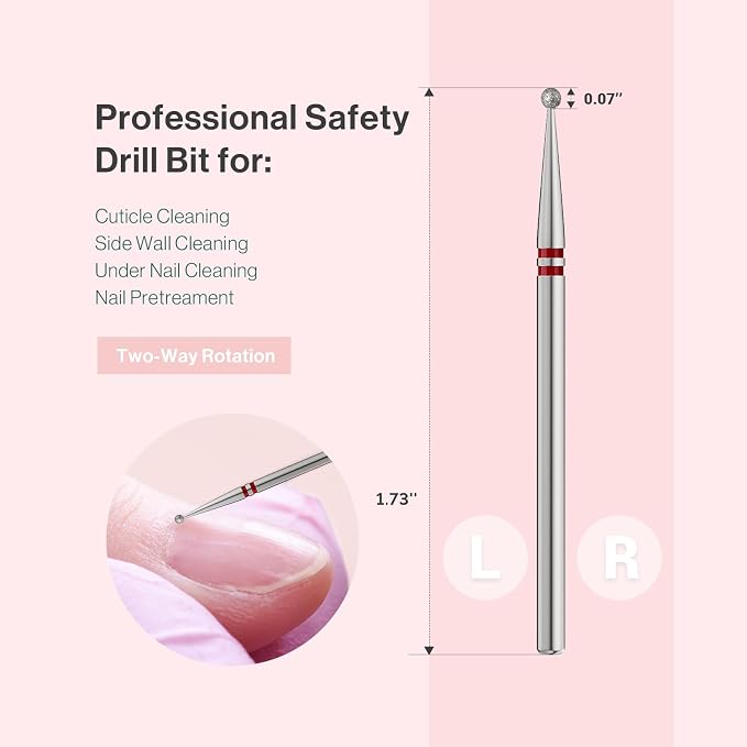 MelodySusie 1.8mm Ball Shape Cuticle Clean Nail Drill Bit 3/32'', Professional - Image 5