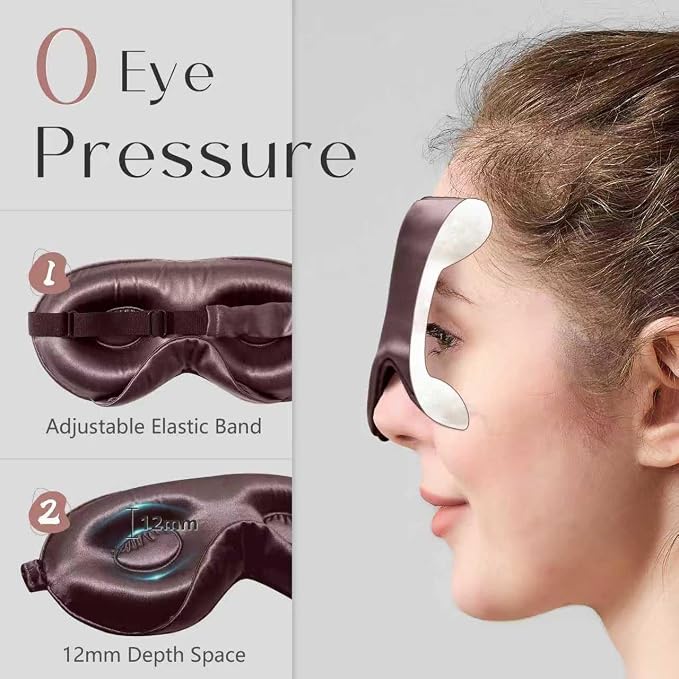 ZIMASILK Adjustable 22 Momme 100% Mulberry Silk Sleep Mask, Upgraded 3D - Image 4