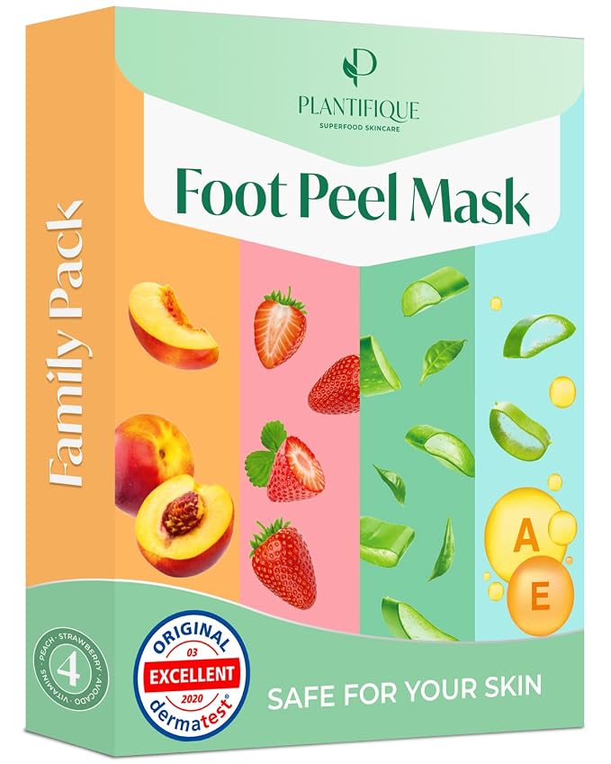 PLANTIFIQUE Foot Peeling Mask 4 Pack | Dermatologically Tested Repairs Heels & by Plantifique