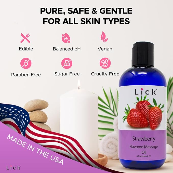 Lick Strawberry Bliss Edible Massage Oil – Natural, Sensual Body Oil - Image 6