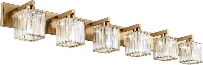 Aipsun Bathroom Vanity Light Brass Crystal Vanity Lighting Fixtures 6 Light by Aipsun