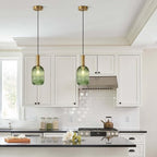 KCO Lighting Green Ribbed Glass Pendant Light Kitchen Island Small Antique - Image 6