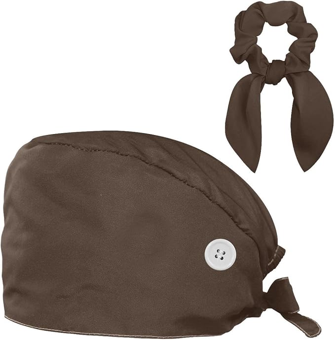Scrub Cap with Hair Scrunchy, Ponytail Holder Surgical Cap by FVQL