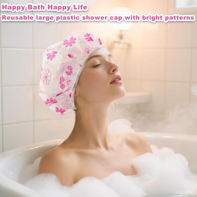 18Pcs Plastic Shower Caps for Women Waterproof Bath Caps Bathing Hair Cap - Image 6