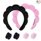Spa Headband and Wristband Set for Women, Terry Cloth Sponge Headband for by HKOVNE