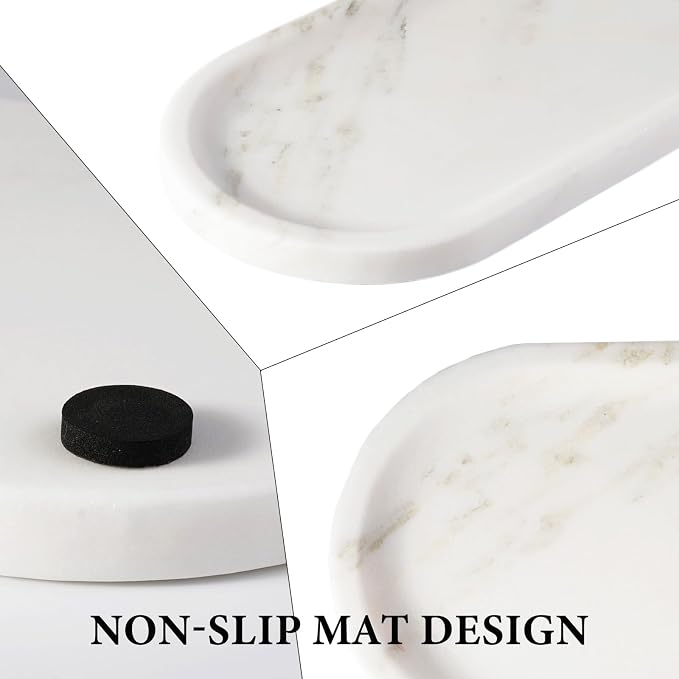 Koville Natural Marble Tray for Bathroom Countertop, Marble Storage Trays for - Image 3