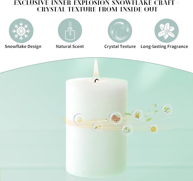 4 Pcs White Orange Vanilla Scented Pillar Candles, 60H Long-Lasting Burn - Image 4