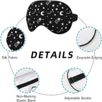 Starry Sky Moon Silk Eye Mask Sleep Mask Night Polka Dots Mystical White Black - Image 3