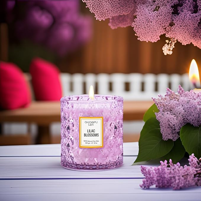 Chloefu LAN Lilac Blossoms Scented Candle, Highly Floral Fragranced Candle - Image 4