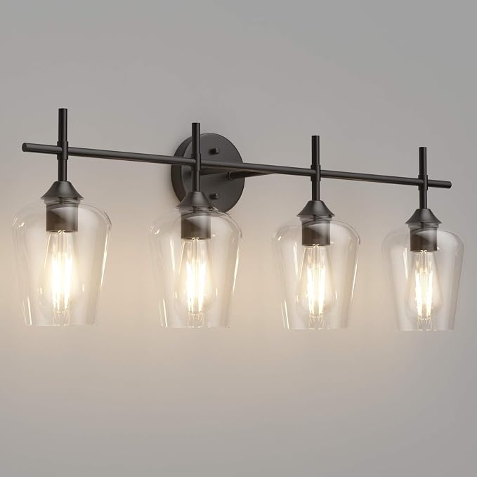 Ralbay Vintage Bathroom Vanity Lighting Fixtures 4-Lights Industrial Matte by RalbayLighting