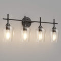 Ralbay Vintage Bathroom Vanity Lighting Fixtures 4-Lights Industrial Matte by RalbayLighting