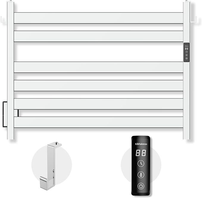 K&KALONZO Towel Warmer for Bathroom, Wall-Mounted 6-Bar Heated Towel Rack by KKALONZO