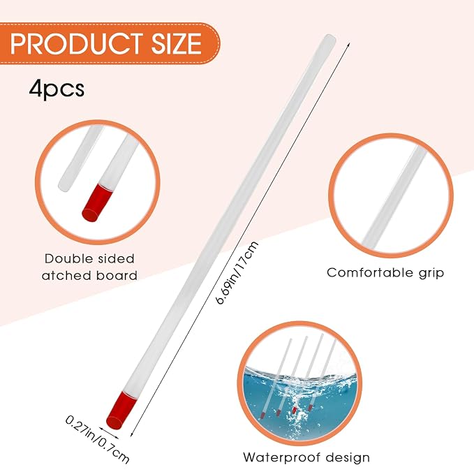 17cm Rubber Cuticle Pusher Cleaner, 4 Pieces Red Hard Rubber End Tipped Nail - Image 2