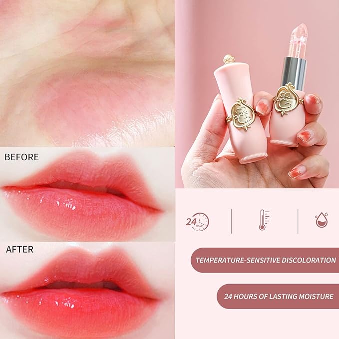 BestLand 3 Pcs/Set Flower Jelly Lipstick Set Temperature Change Moisturizer - Image 6