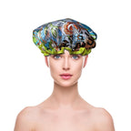 Shower Cap for Women Reusable Waterproof Shower Hat Adjustable Double Layer - Image 5
