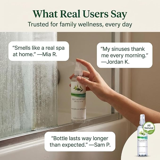 Eucalyptus Shower Spray Essential Oil, 100% Pure Aromatherapy Shower Mist - Image 5