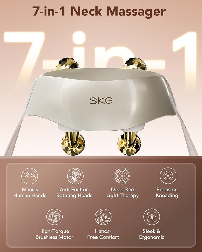 SKG H7 Ultra E Neck Massager for Pain Relief Deep Tissue Shiatsu Cordless Neck - Image 2