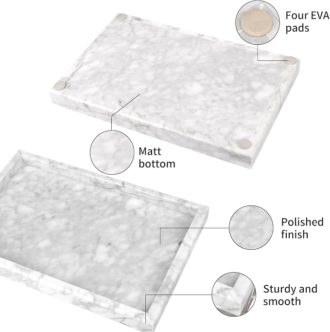Marble Bathroom Vanity Tray, Natural Luxury Vanity Home Kitchen Bathroom Table - Image 3