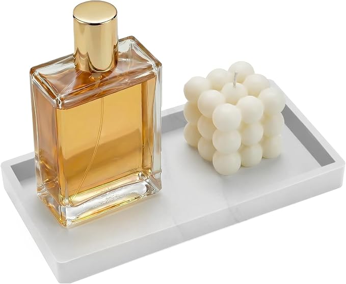 Silicone Bathroom Vanity Tray, 7.8 x 3.9 Inch Perfume Trays by BLESWIN