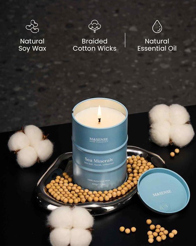 M&SENSE Sea Minerals Scented Candles Ocean, Aromatherapy Summer Candle - Image 3