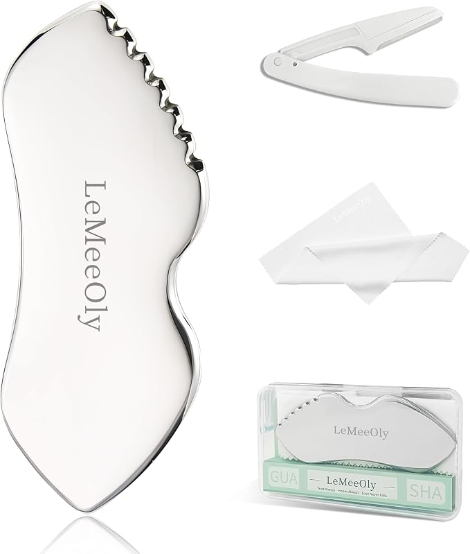 LeMeeOly Stainless Steel Gua Sha Facial Tools Metal GuaSha Tool by LeMeeOly