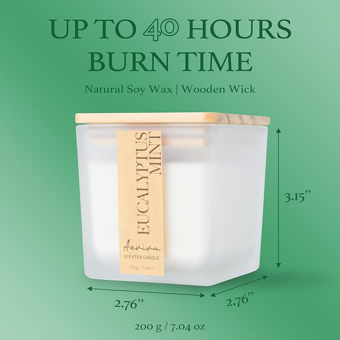 Eucalyptus Mint Scented Candle, 7.04oz 40 Hour Burn, Natural Soy Wax - Image 7