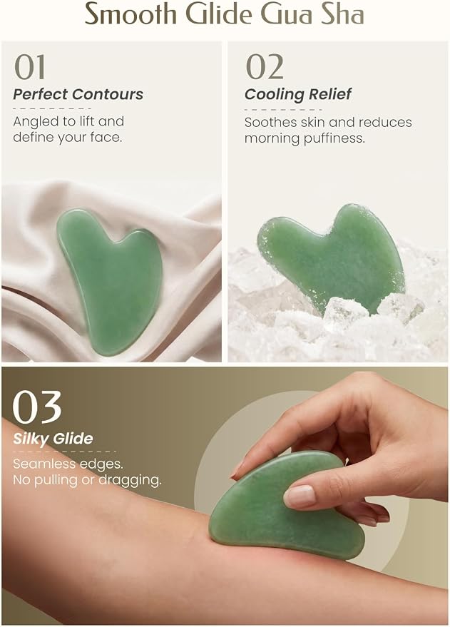 Gua Sha Facial Tool – Green Stone Guasha Tool - Image 3