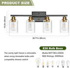 Unicozin Modern Bathroom Light Fixtures, 4 Light Vanity Lights Over Mirror - Image 5