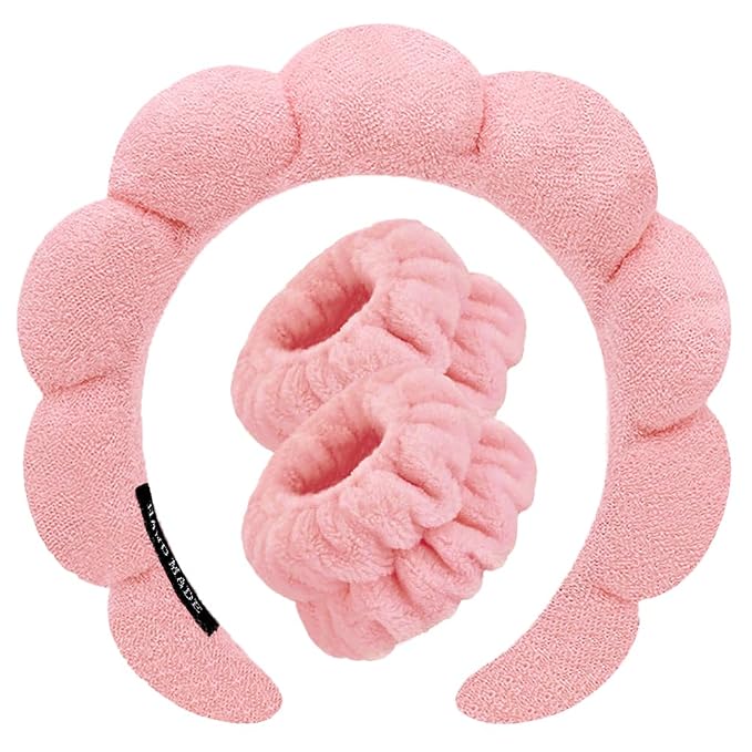 Spa Headbands for Washing Face Wristband Set Sponge Makeup Skincare Headband by Tetizo