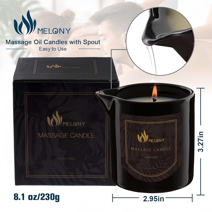 MELONY Massage Oil Candle for Pure Relaxation- 8.1 oz- Moisturizing Essential - Image 7