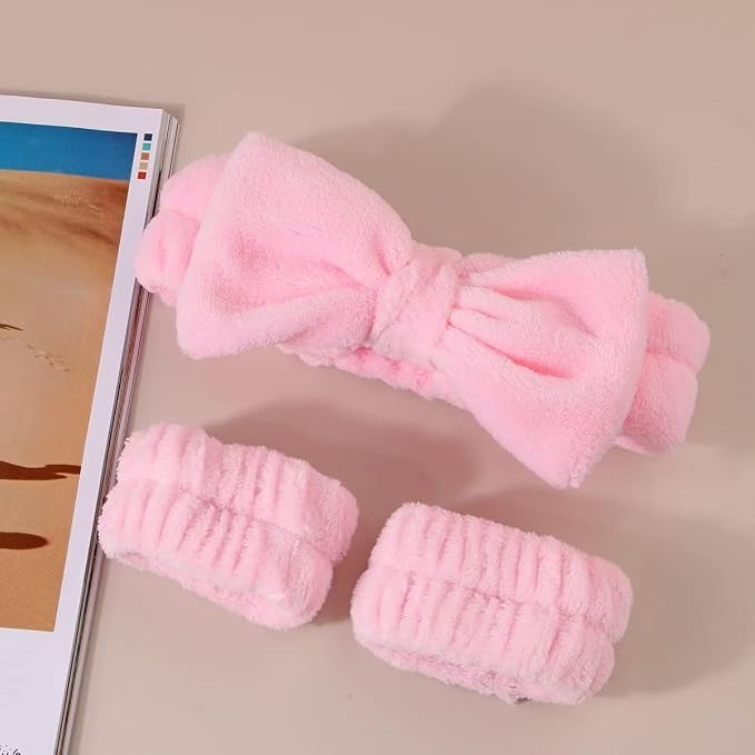 Spa Headband and Wristband Set for Women, Terry Cloth Sponge Headband for - Image 4