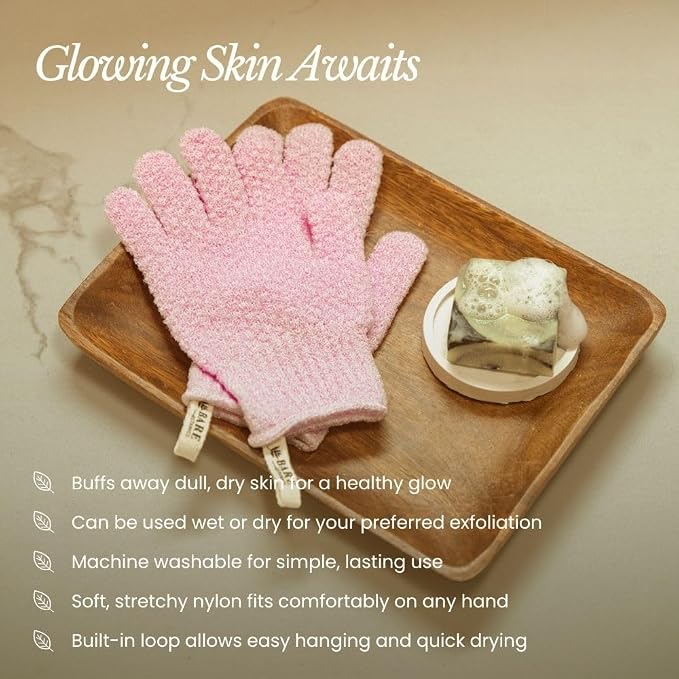 Bare Botanics 4 Pack Lavender Exfoliating Shower Gloves - Image 3