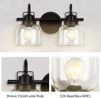 2 Lights Bathroom Vanity Light, Bronze Modern Wall Light Fixtures Over Mirror - Image 4