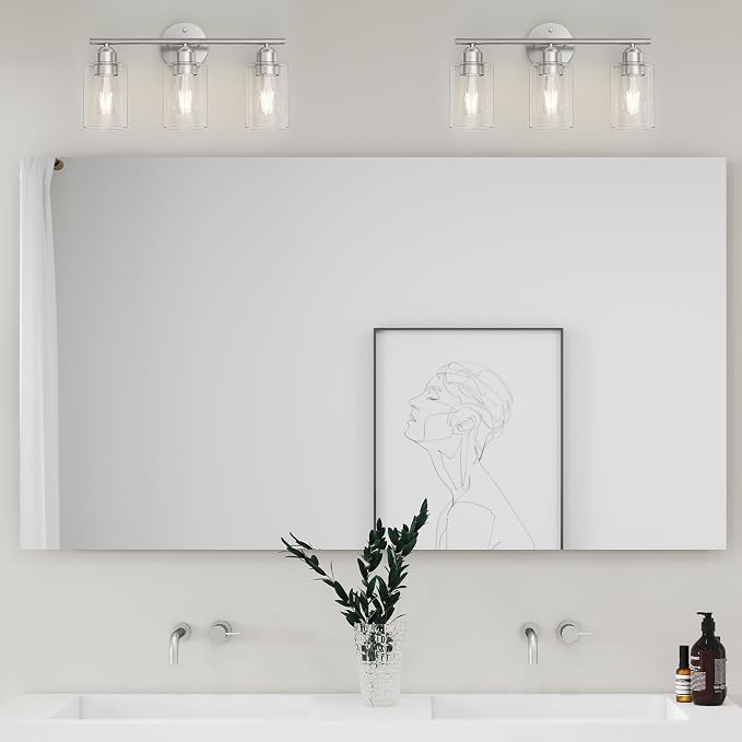 Espird Bathroom Vanity Light Fixtures Brushed Nickel, 3 Lights Bathroom Over - Image 8