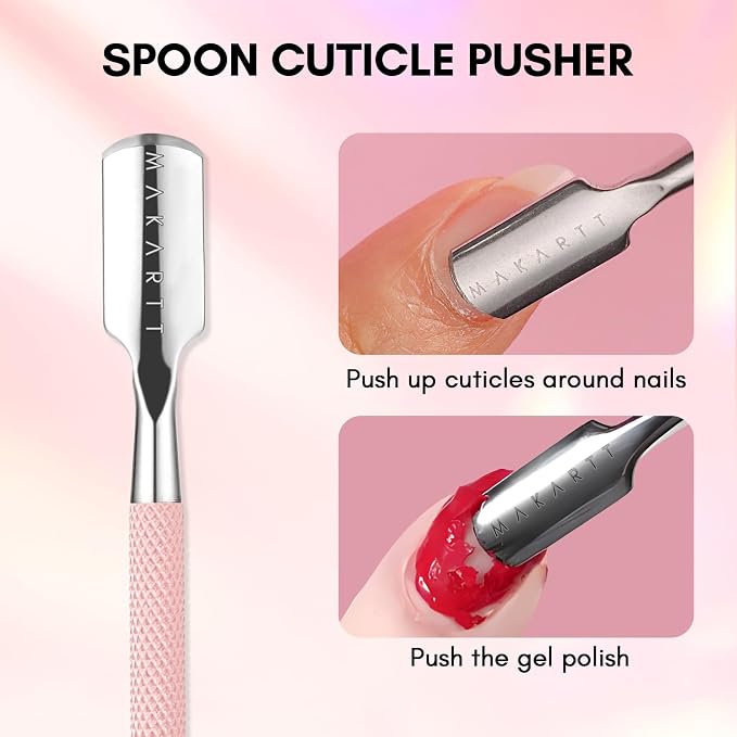 Makartt Cuticle Pusher, Professional Stainless Steel Nail Cleaner Dual Ended - Image 2