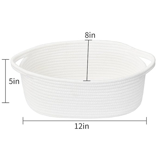 ABenkle Small Basket with Handles, Boho Decorative Rope Woven Dog Cat Toy - Image 2