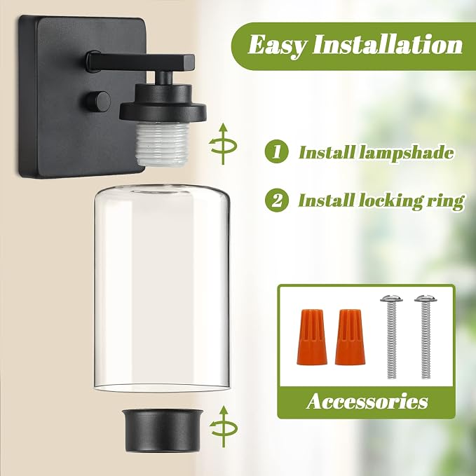 Set of 2 Wall Sconces for Bathroom, Modern Vanity Light Fixtures, Matte Black - Image 8